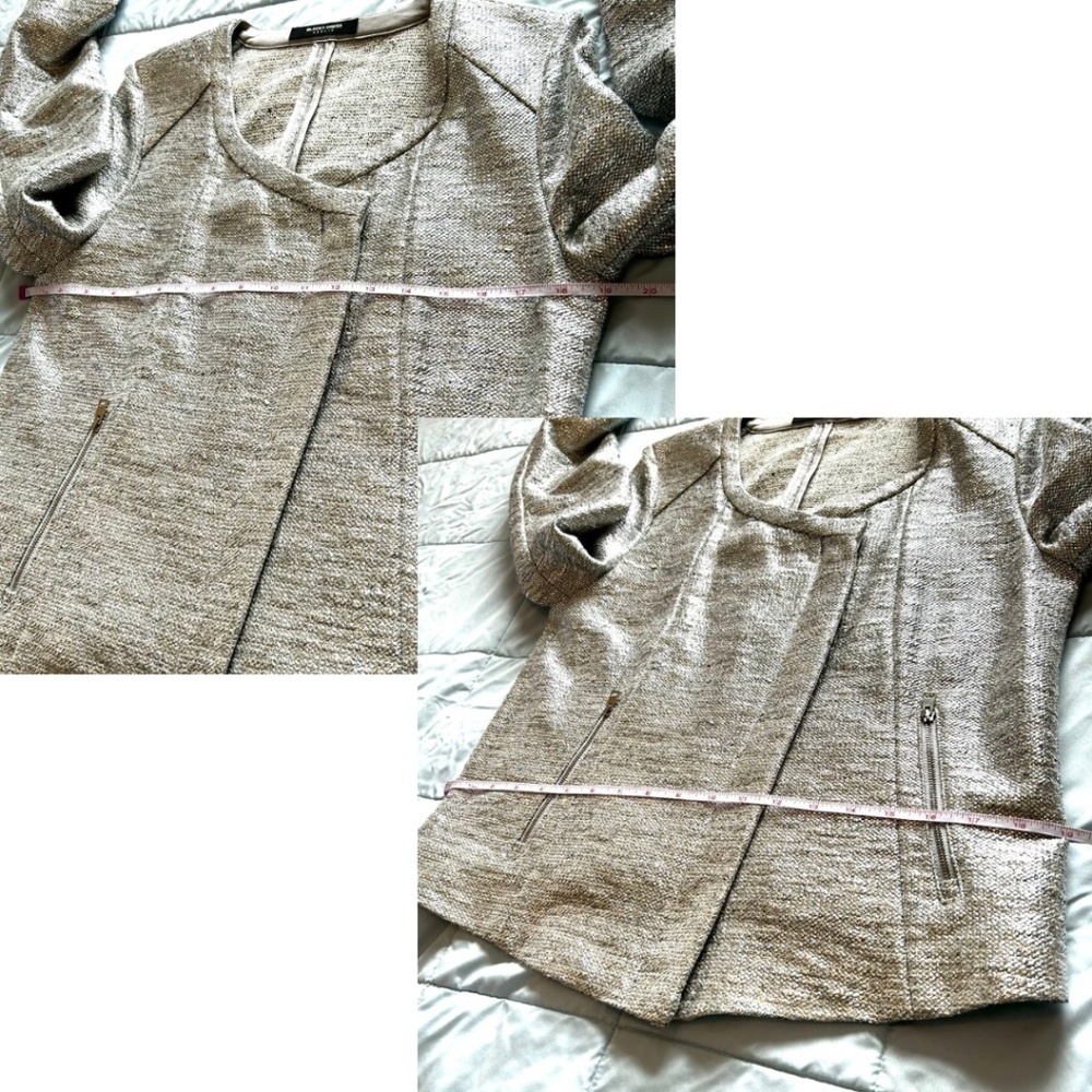 Blacky Dress Berlin Silver Tweed Moto Jacket Asymmetric Zipper Size US8 CAN10 - Picture 11 of 14